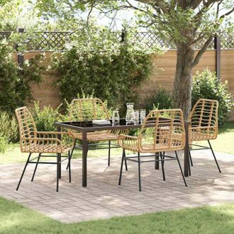 vidaXL Vidaxl - Conjunto De Comedor De Jard&iacute;n 5 Pcs Marr&oacute;n Rat&aacute;n Sint&eacute;tico