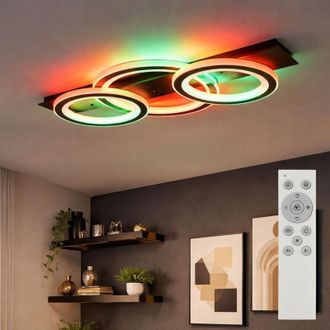 Globo Lighting Plafoniera effetto arcobaleno plafoniera dimmer sala da pranzo lampada LED cambio colore, con telecomando, 1x LED 40W 2500Lm 3000-6500 Kelvin, LxLxH