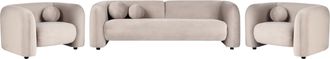 Beliani Conjunto De Sala De Estar 5 Plazas Sof&aacute; Y 2 Sillones Moderno De Terciopelo Con Cojines Extra Gris Pardo Leiren