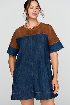 Maeve Emmy Denim Faux Suede Mini Dress
