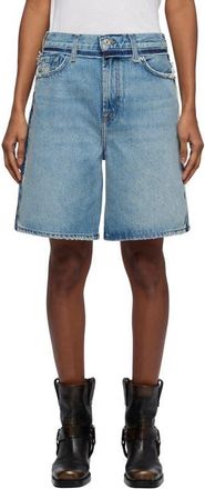7 For All Mankind Lola Long Denim Shorts in Sapphire Dust at Nordstrom, Size 29