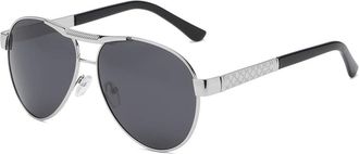 Generic Polarized Sunglasses Waterproof Antifouling with Metal Trim for Men, Double Beam Skeleton Design for Travel and Shopping