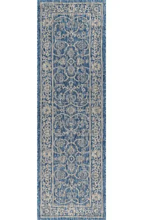 Jonathan Y Designs Palazzo Vine and Border Textured Weave Indoor/Outdoor Area Rug in Navy/gray at Nordstrom, Size 4Ft 0In X 6Ft 0In