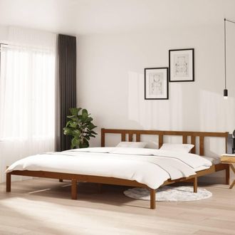 vidaXL Estructura Cama Sin Colch&oacute;n Madera Maciza Marr&oacute;n Miel 200x200cm Vidaxl