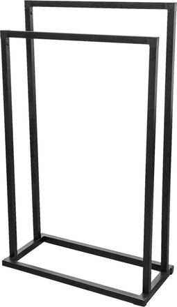 Sadena Handtuchständer, Schwarz, Metall, eckig, 45x74x21.5 cm, Montage ohne Bohren, Badezimmer, Badezimmerausstattung, Handtuchhalter