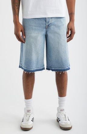 Billionaire Boys Club Lunar Raw Hem Denim Shorts in Stellar Med at Nordstrom, Size 32