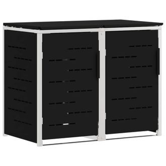 vidaXL Almacenamiento De Contenedor Con Ruedas Negro Acero Inoxidable Vidaxl