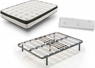 HOGAR 24 Hogar24 - Colch&oacute;n Viscoel&aacute;stico Bioluxe 3d + Somier Multil&aacute;minas Con Patas De 26cm + Almohada 100% Viscoel&aacute;stica, 150x180cm
