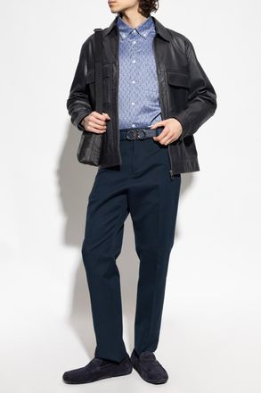 Ferragamo Cotton Trousers, Mens, Navy Blue