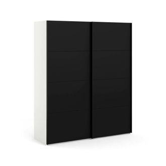 Dmora Dmora - Armario 2 Puertas Portlouis, Muebles De Dormitorio, Vestidor, Armario De Ropa, 182x62 H220 Cm, Negro Y Blanco
