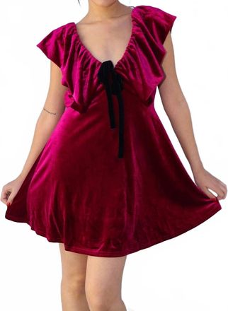 Le Lis Blanc Deux Velvetier Mini Dress In Burgundy