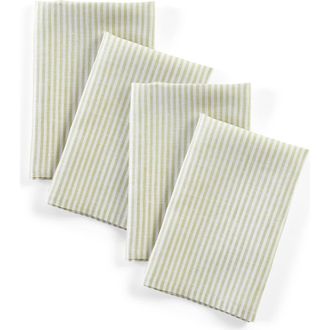 Solino Home Linen Dinner Napkins - Narrow Stripe, 20 x 20 in Sage And White at Nordstrom, Size Large