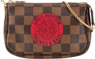 Louis Vuitton Pre-owned Compact Accessory met ruitpatroon en geborduurde patch - Dames - Vintage Mini Tas - Bruin - ONE Size - Vintage
