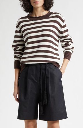 Poss&eacute; Lara Stripe Cotton Sweater at Nordstrom, Size Xx-Small