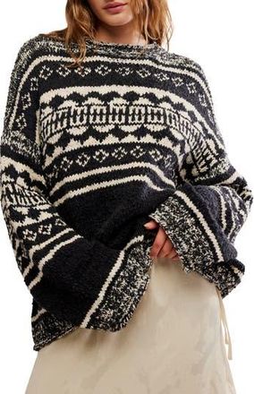 Free People Dani Oversize Cotton Blend Sweater in Black Combo at Nordstrom Rack, Size Medium