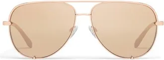 Quay High Key 64mm Oversize Aviator Sunglasses in Rose Gold/tan Rose at Nordstrom