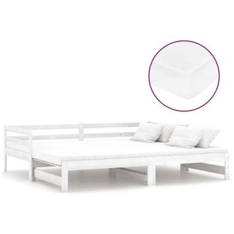 Les Tendances Sof&aacute; Cama Extra&iacute;ble Madera Maciza De Pino Blanco 2x(90x200) Cm Vidaxl