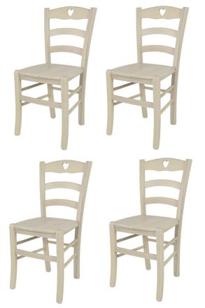 Tommychairs Tommychairs 4 Sillas Cuore En Madera De Haya Anilina Blanca