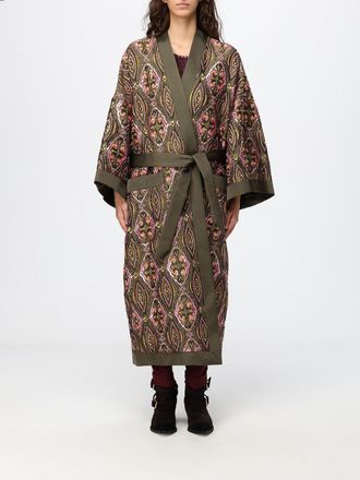 Etro Long Satin Robe Jacket with Ethnic Print