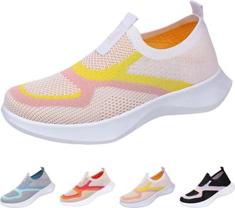 Generic Orthopaedic Shoes Womens Slip On Without Lacing Running Shoes Lightweight Flat Sole Trekking Shoes Woven Breathable Sports Shoes Casual Comfortable Hi