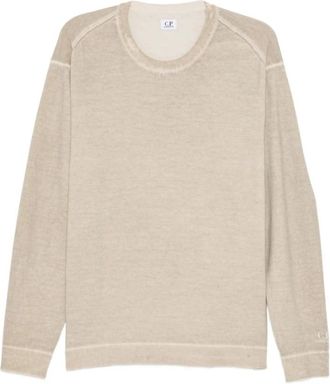 C.P. Company Double-dye Sweatshirt - Heren - Ronde hals truien - Beige - M - Katoen - Truien & Vesten