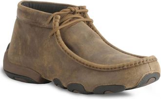 Twisted X Boots Mens Bomber Leather Lace-Up Driving Moccasins In Distressed