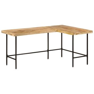 Berkfield Home Desk 165x110x77 cm Solid Wood Mango & Iron in Brown | Size: 165 x 110 x 77 cm