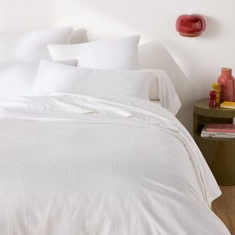La Redoute Interieurs Dekbedovertrek in katoensatijn, Opale gestreept