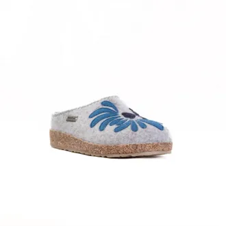 Haflinger Womens Blooming Wool Clogs In Silver/grey