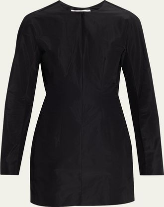 The Row Elione Long-Sleeve Silk Taffeta Top