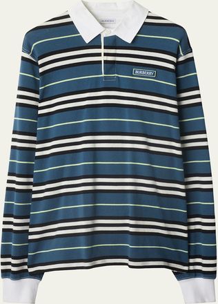 Burberry Mens Multi-Stripe Heavy Jersey Rugby Shirt