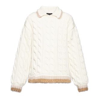 Lacoste Round-neck Knitwear, male, Beige, Size: S Wool Polo Collar Cable Knit Sweater