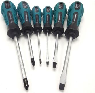 Trade Shop Trade Shop - Juego De 7 Destornilladores Juego Con Mango Destornillador Ergon&oacute;mico Punta Estrella Ranurado
