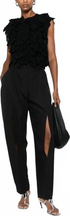 A.W.A.K.E. High-Waisted Pants With Vertical Slit Knees In Black