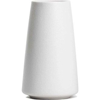 Elle Jarr&oacute;n De Cer&aacute;mica Blanco Liso - Jarr&oacute;n Minimalista Para Flores De Mesa Moderna - Decoraci&oacute;n De Interiores Para Chimenea, Sala De Estar, Dormitorio, C