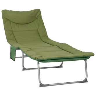 vidaXL Tumbona Plegable Con Coj&iacute;n Verde Oscuro Vidaxl