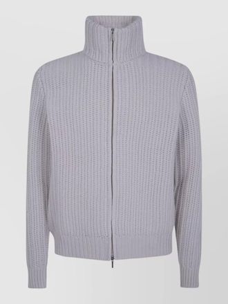 Barba cashmere wool zip-up sweater