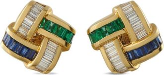 Charles Krypell Orecchini Charles Krypell in oro giallo 18 carati con diamante, smeraldo e zaffiro