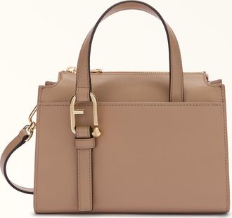 Furla Nuvola Borsa Boston Greige Grigio Pelle Di Vitello Claris Lux Donna