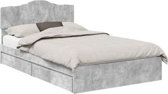 vidaXL Cama Con Almacenamiento Con Cabecera Gris Concreto 135 X 190 Cm Vidaxl