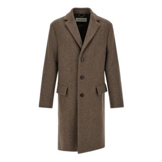 Dries Van Noten Jassen, Heren, Bruin, S, Wol, Rustiek Jas