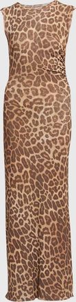 Stella McCartney Long Leopard Mesh Sleeveless Dress