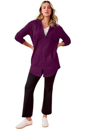 Roaman's Fleece Zip Hoodie Sweatshirt in Dark Berry at Nordstrom, Size Medium