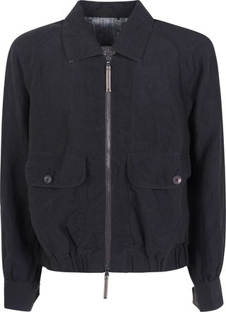 Ziggy Chen Jacket Zippered Black Puppytooth Cropped Aviator Jacket