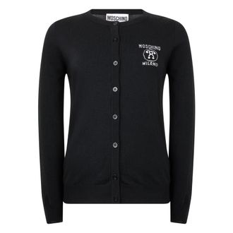 Moschino Elegante Cardigan met Knopen en Kraag - Dames - Vesten - Zwart - 2XL - Wol - Truien & Vesten