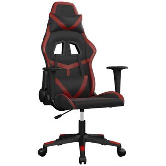vidaXL Silla Gaming De Masaje Cuero Sint&eacute;tico Negro Y Rojo Vino Tinto Vidaxl