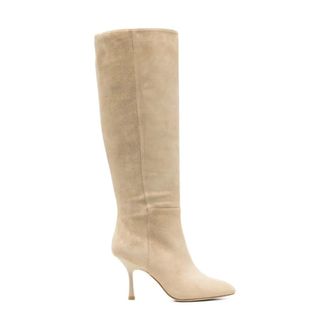 Stuart Weitzman Schoenen, Dames, Beige, 38 1/2 EU, Heeled Boots