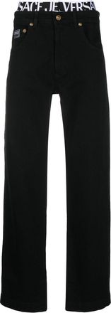 Versace Jeans Couture logo band straight-leg jeans - men - Cotton/Cotton/Elastane/Polyester - 30 - Black