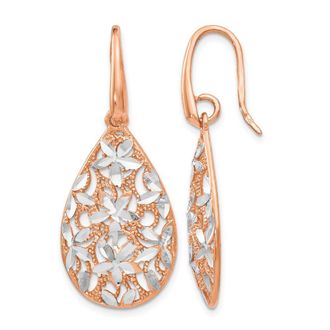 Diamond2Deal Sterling Silver Rose Gold-toned Textured Drop Dangle Earrings