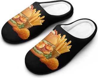 Generic Hamburger French Fries Womens Slippers Winter Warm House Shoes Indoor Outdoor Hotel Slipper
